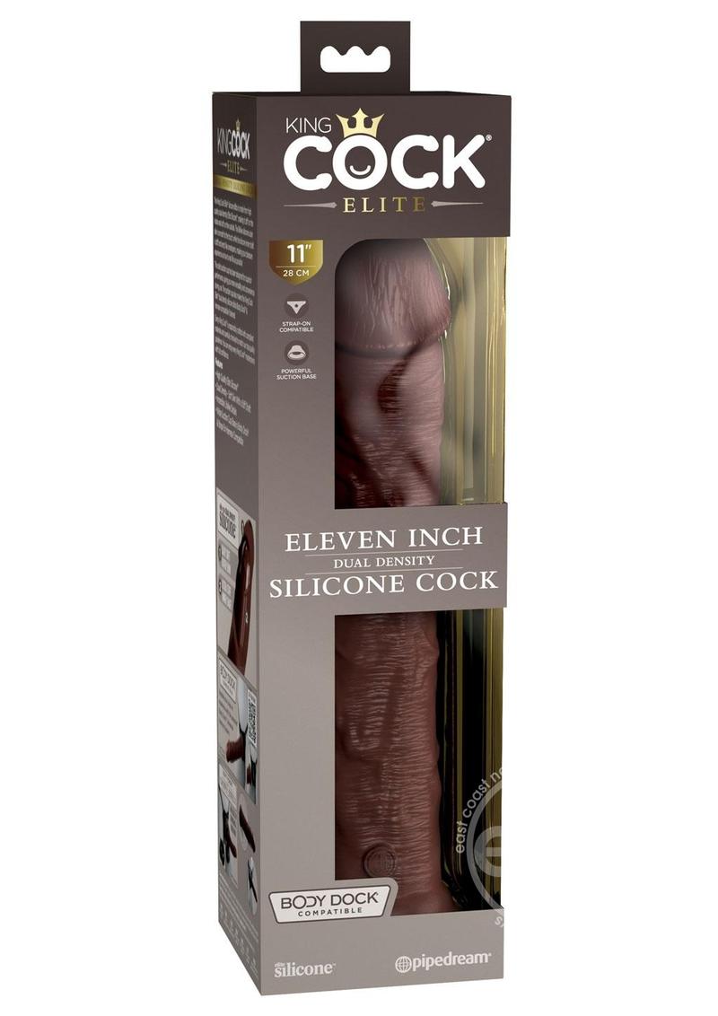 King Cock Elite Dual Density Silicone Dildo 11in - Chocolate