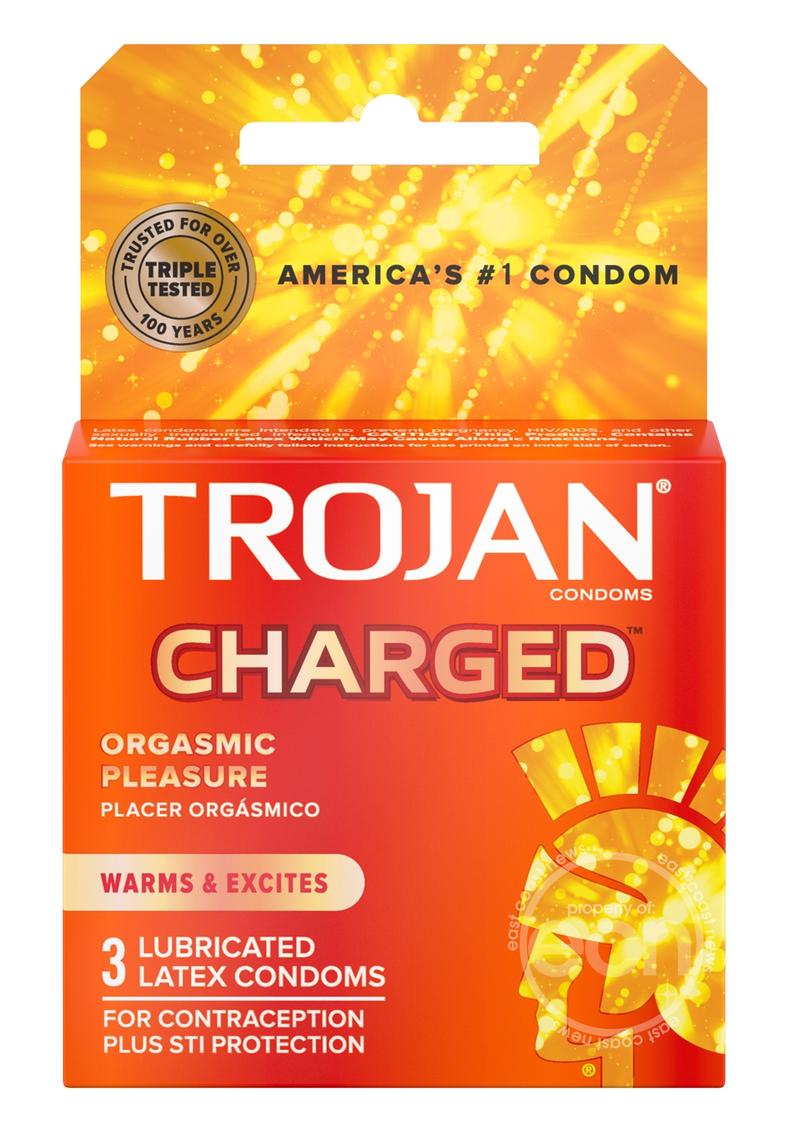 Trojan Intensified Charged Orgasmic Pleasure Condoms 3pk