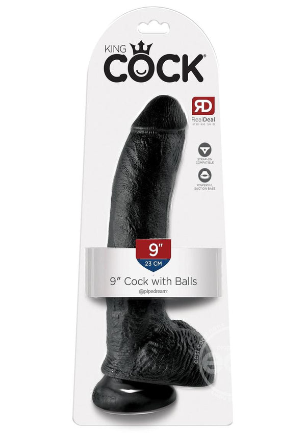 KING COCK 9IN W/ BALLS BLACK