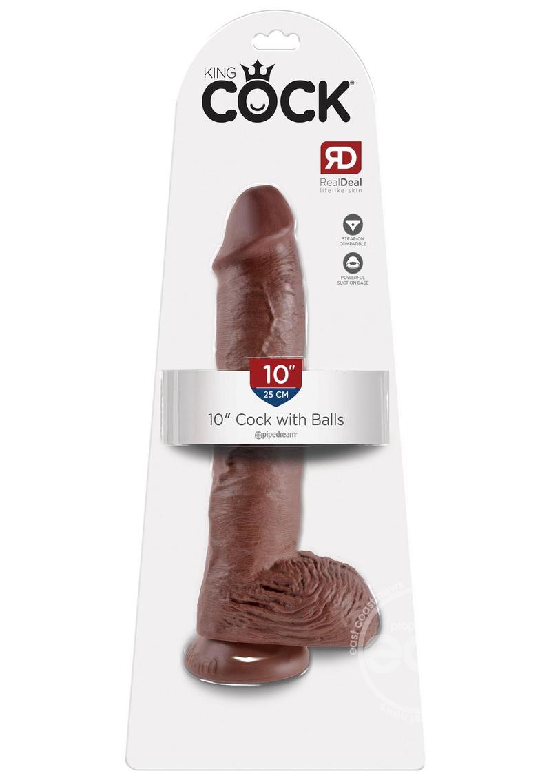 KINGCOCK/10 INCH COCK WITH BALLS/BROWN