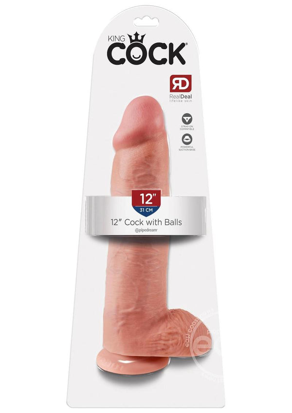 KING COCK 12IN W/ BALLS VANILLA