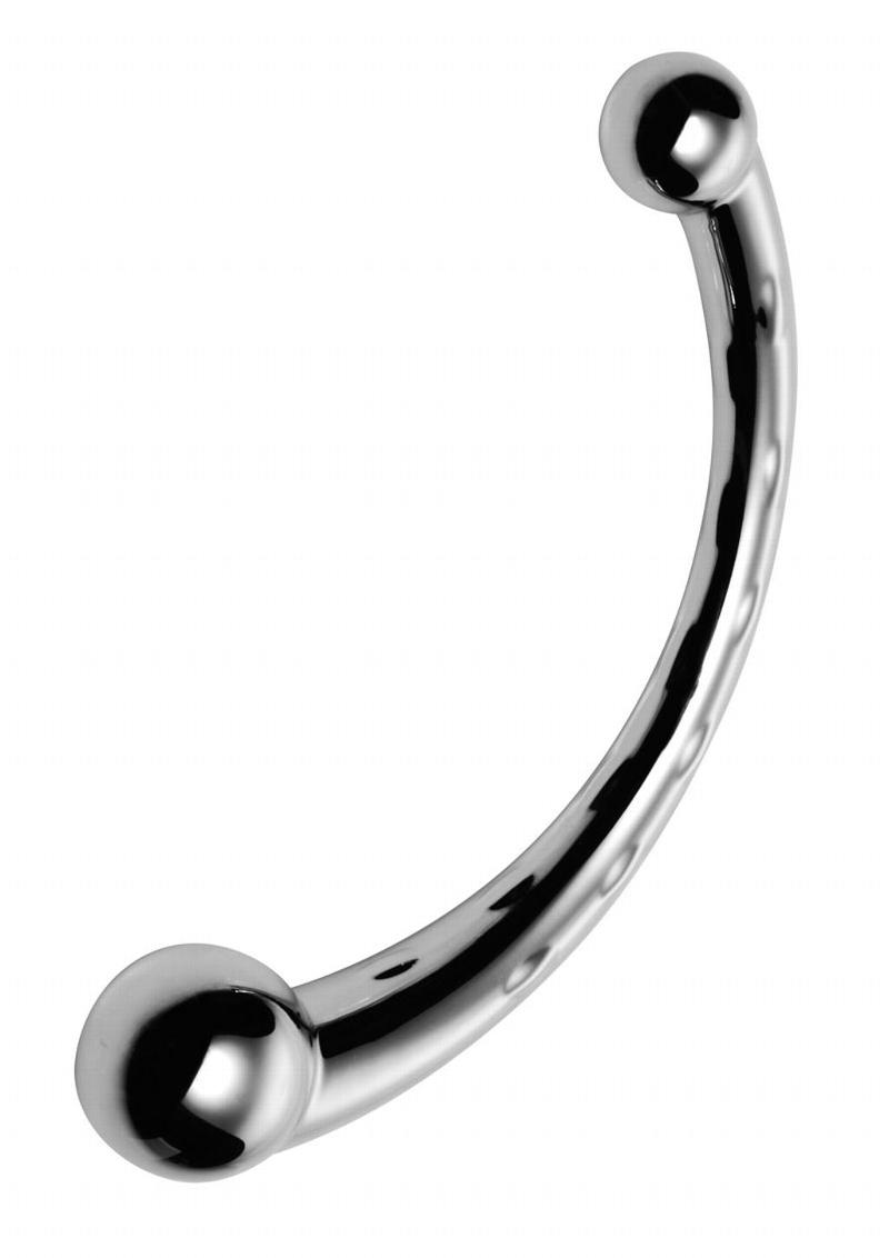 MASTER SERIES CHROME CRESCENT DUAL END DILDO