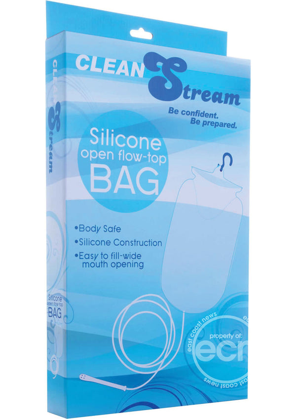 CleanStream Silicone Open Flow-Top Bag Enema System - White