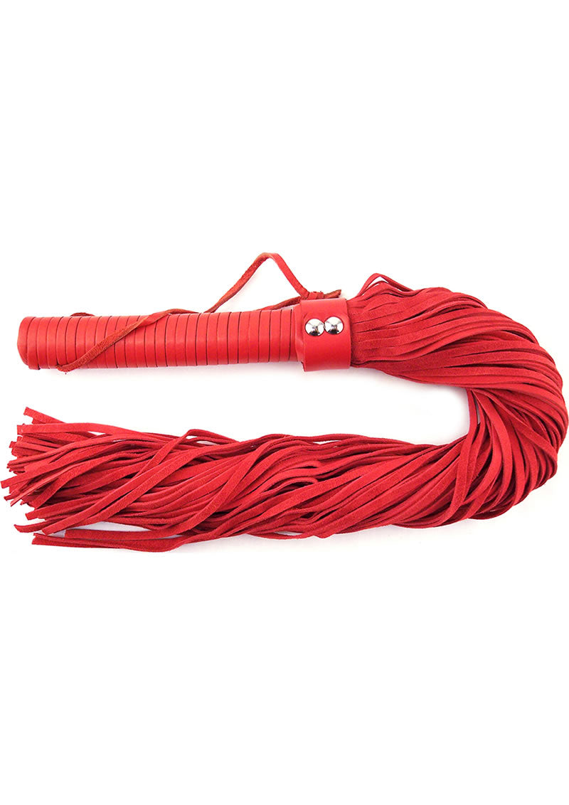 RED SEUDE FLOGGER W/ LEATHER HANDLE