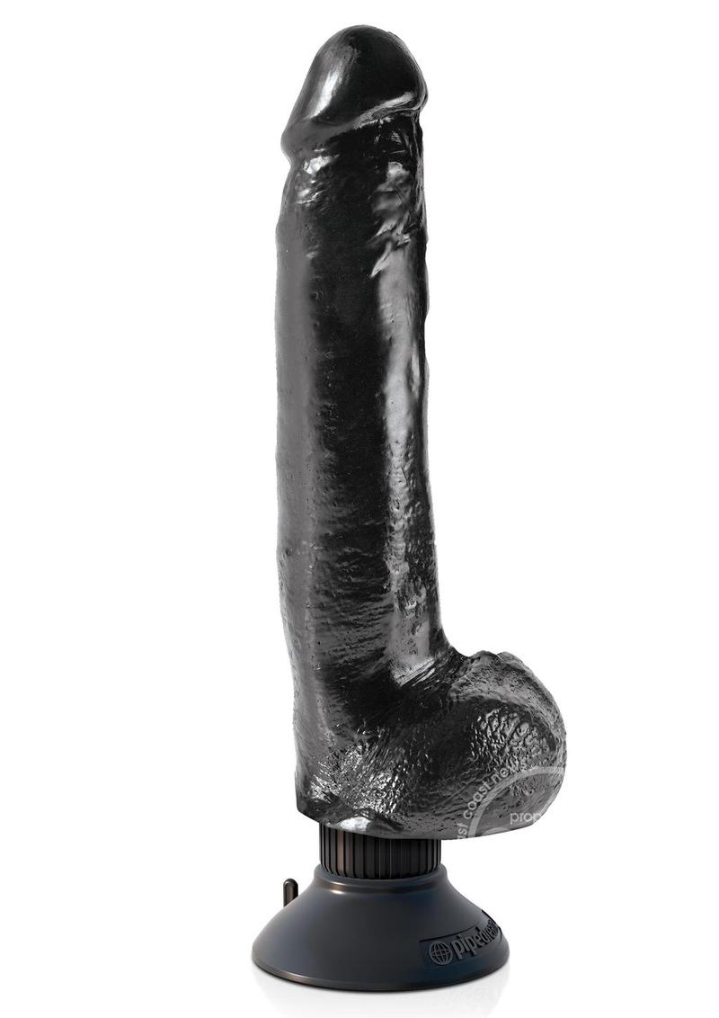 KINGCOCK/9 INCH VIBRATING WITH BALLS/JET BLACK