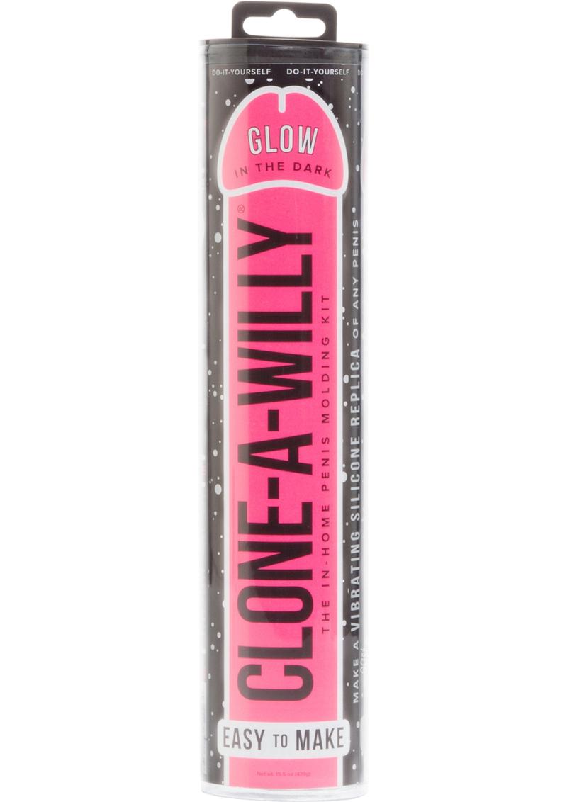 Clone-A-Willy Silicone Dildo Molding Kit with Vibrator - Glow In The Dark Hot Pink