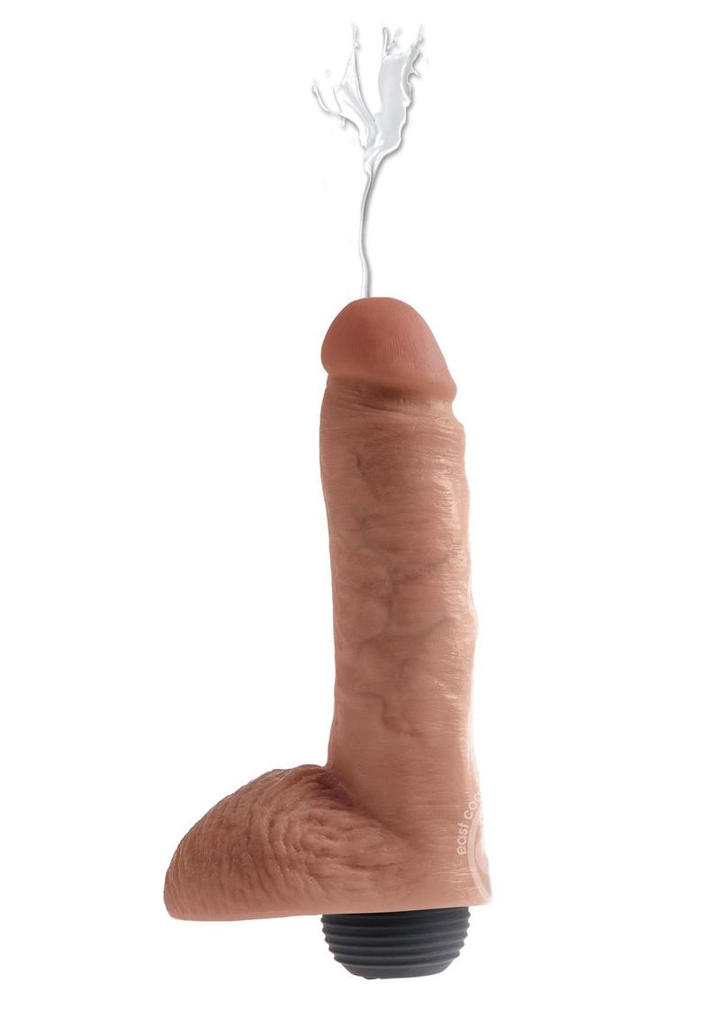 KINGCOCK/8 INCH SQUIRTING COCK W BALLS/TAN