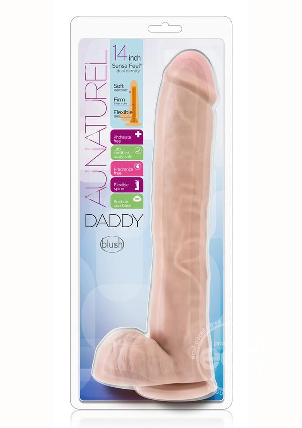 Au Naturel Daddy Sensa Feel Dual Density Dildo with Balls 14in