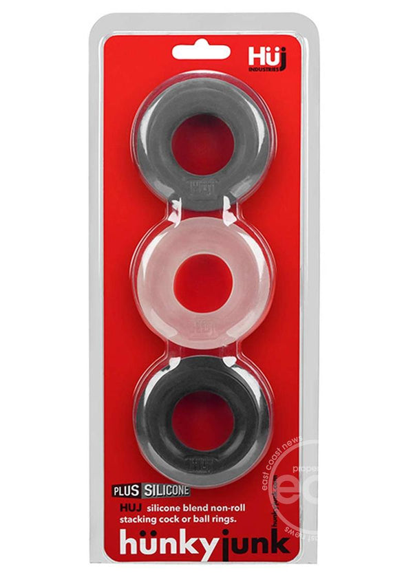 HUNKYJUNK C-RING 3PK TAR/GREY/CLEAR/BLACK