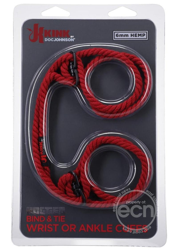 KINK HOGTIED HEMP CUFFS RED