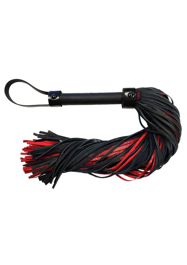 ouge Anaconda Leather Flogger with Cuff - Black and Burgundy