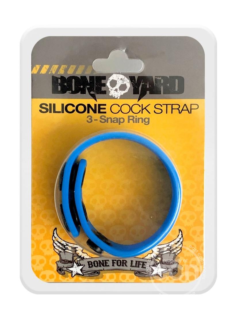 Boneyard Silicone Cock Strap 3-Snap Ring BLUE