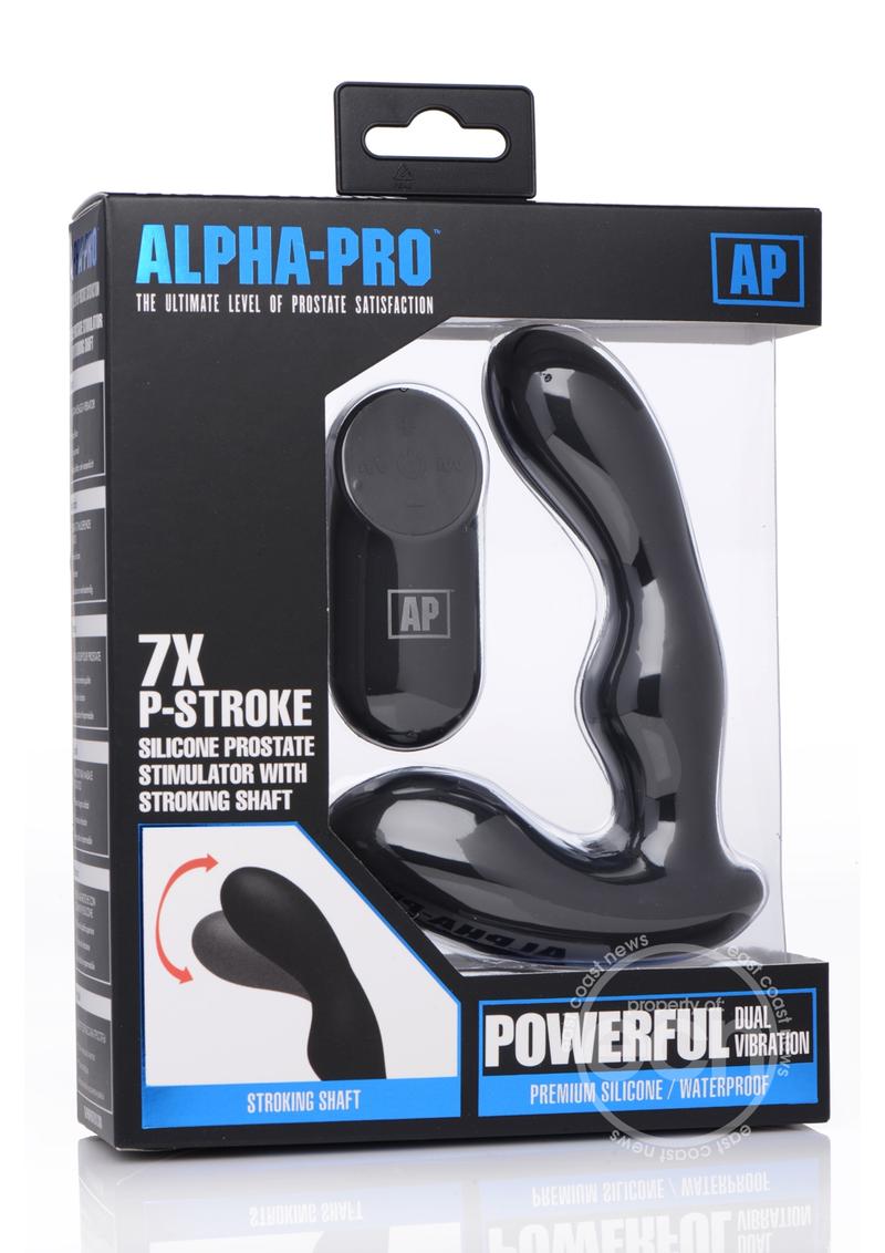 Alpha-Pro P-Stroke Silicone Prostate Stimulator with Stroking Shaft