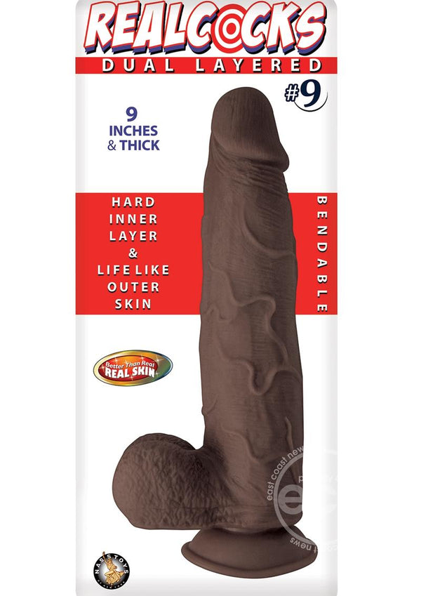 REALCOCKS 9IN THICK DARK BROWN #9