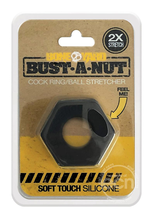 Boneyard Bust A Nut 2X Stretch Silicone Cock Ring Ball Stretcher - Black