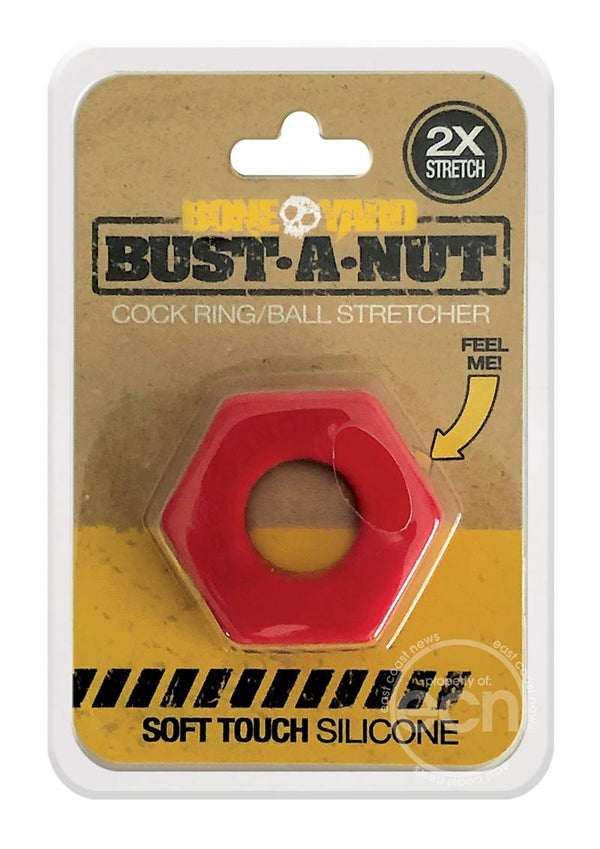 Boneyard Bust A Nut 2X Stretch Silicone Cock Ring Ball Stretcher - Red