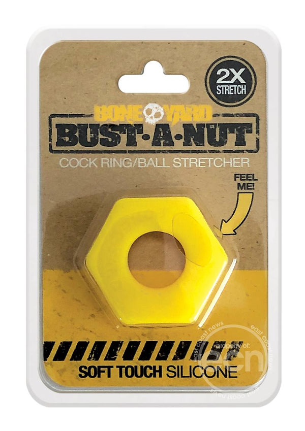 Boneyard Bust A Nut 2X Stretch Silicone Cock Ring Ball Stretcher - Yellow