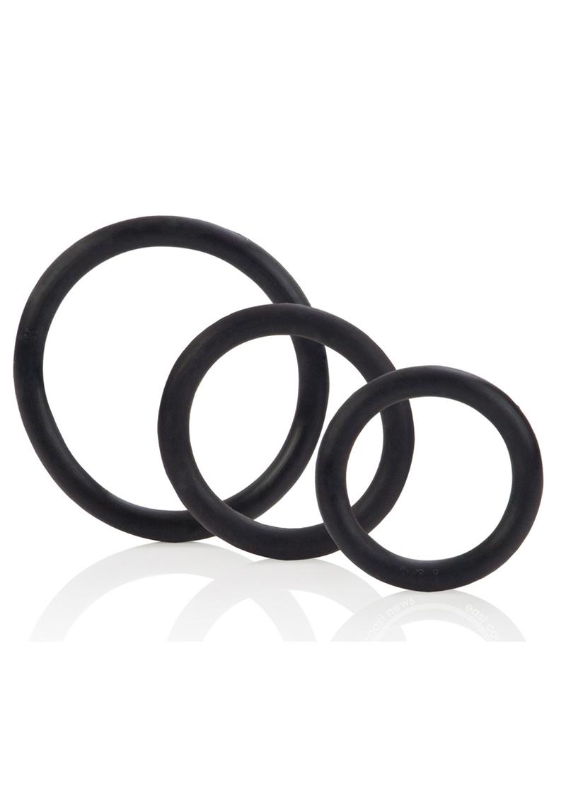 Black Rubber Cock Rings (3 Piece Set)