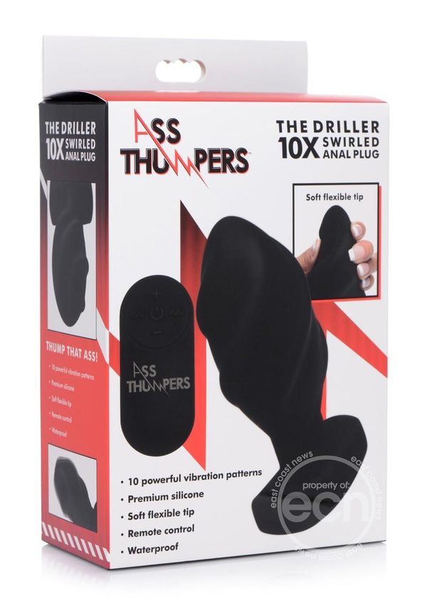 Ass Thumpers The Driller 10X Vibrating Swirled Silicone Anal Plug