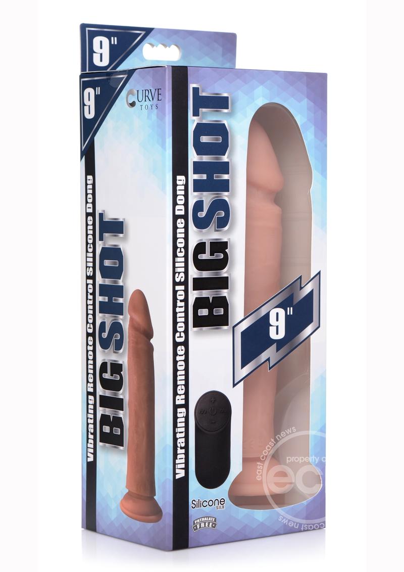 Big Shot Silicone Vibrating Remote Control Rechargeable Dildo 9in