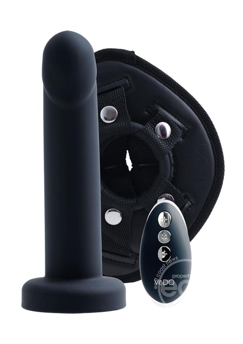 Strapped Silicone Rechargeable Vibrating Strap On with Remote Control