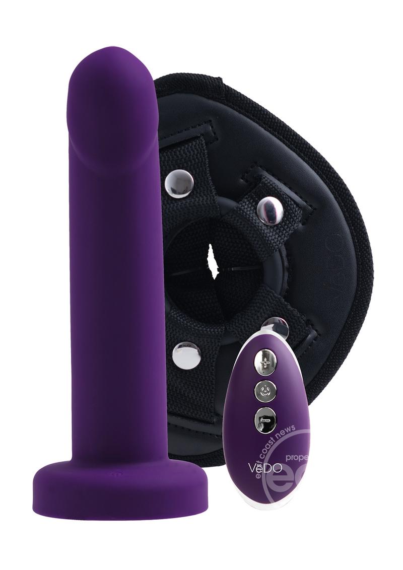 Strapped Silicone Rechargeable Vibrating Strap On with Remote Control