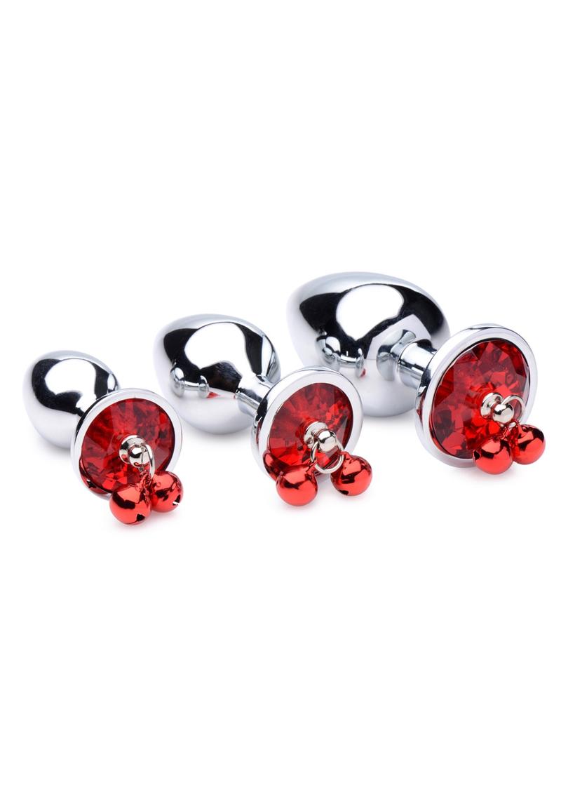 Booty Sparks Gemstones Red Jasper with Bells Anal Plug Set (3 pieces)