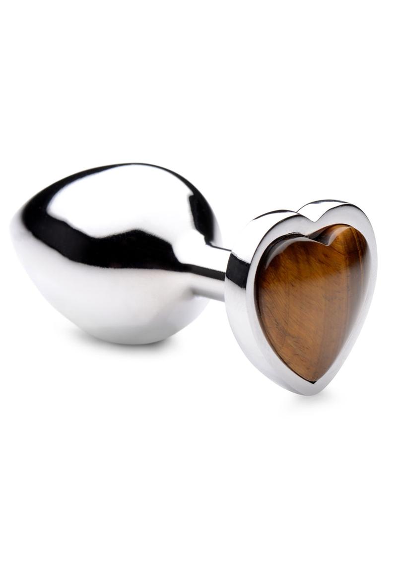 Booty Sparks Gemstones Tiger Eye Heart Anal Plug - Medium