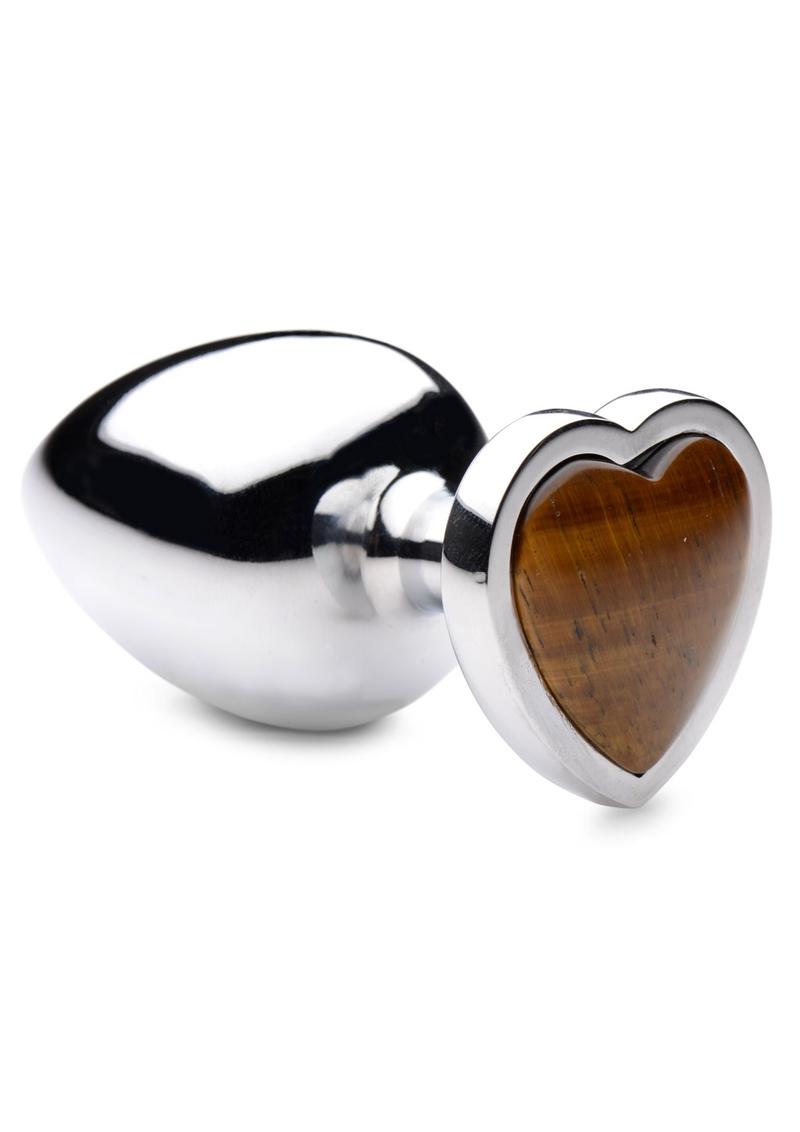 Booty Sparks Gemstones Tiger Eye Heart Anal Plug - Large