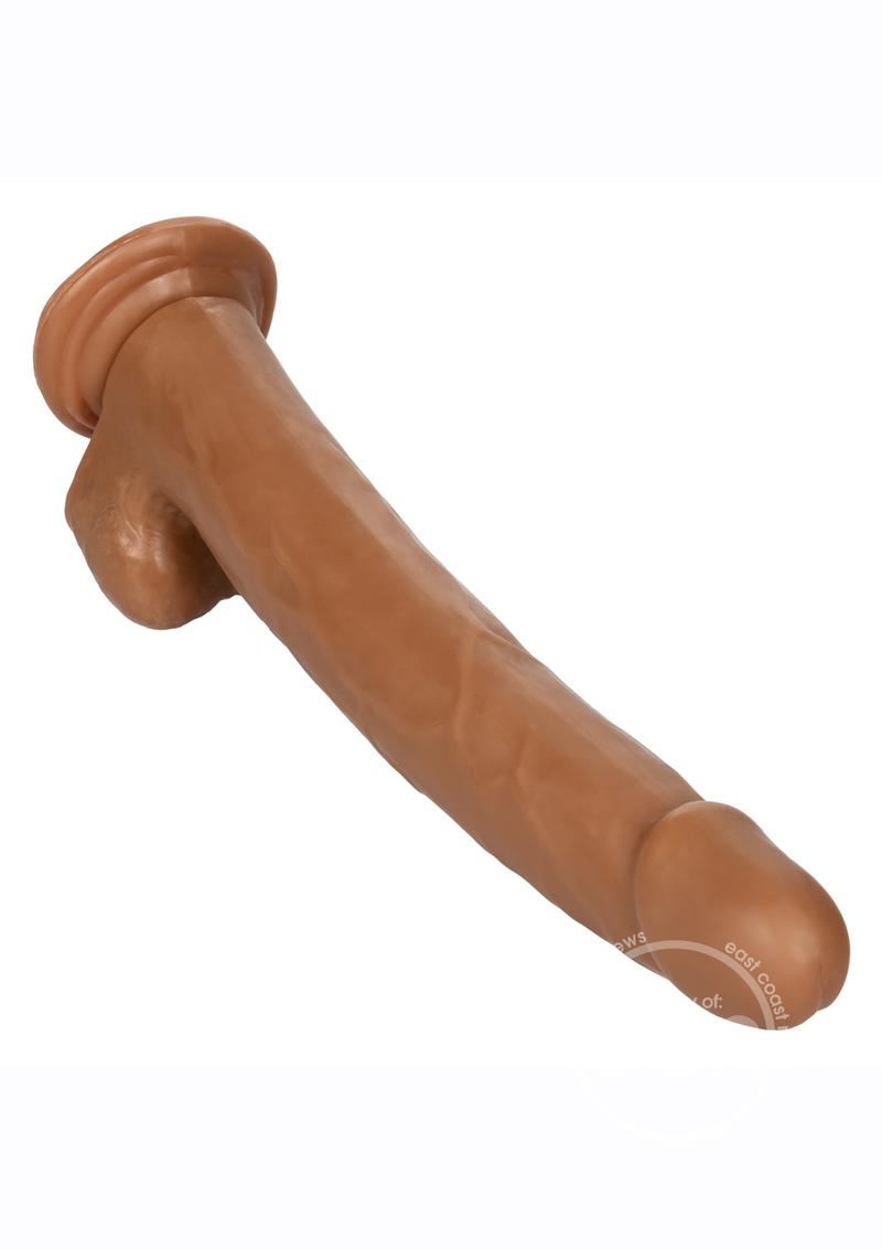 Size Queen Dildo with Balls 12in CHOCOLATE