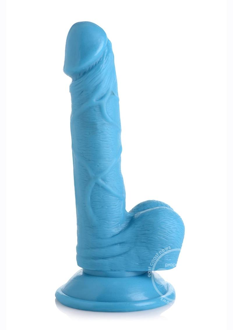 POP PECKERS DILDO W/ BALLS 6.5" BLUE