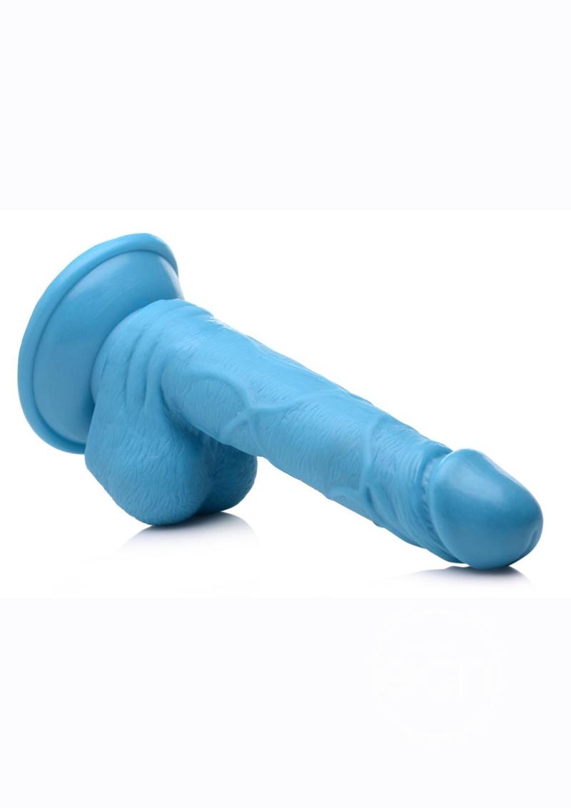 POP PECKERS DILDO W/ BALLS 6.5" BLUE