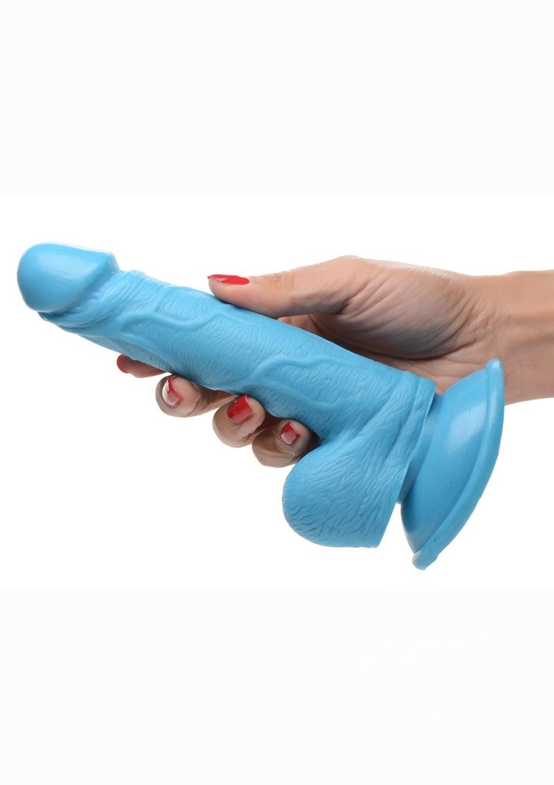 POP PECKERS DILDO W/ BALLS 6.5" BLUE