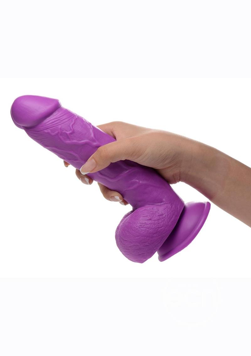 POP PECKERS DILDO W/ BALLS 8.5" PURPLE