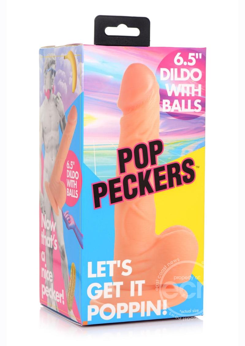 POP PECKERS DILDO W/ BALLS 6.5" LIGHT