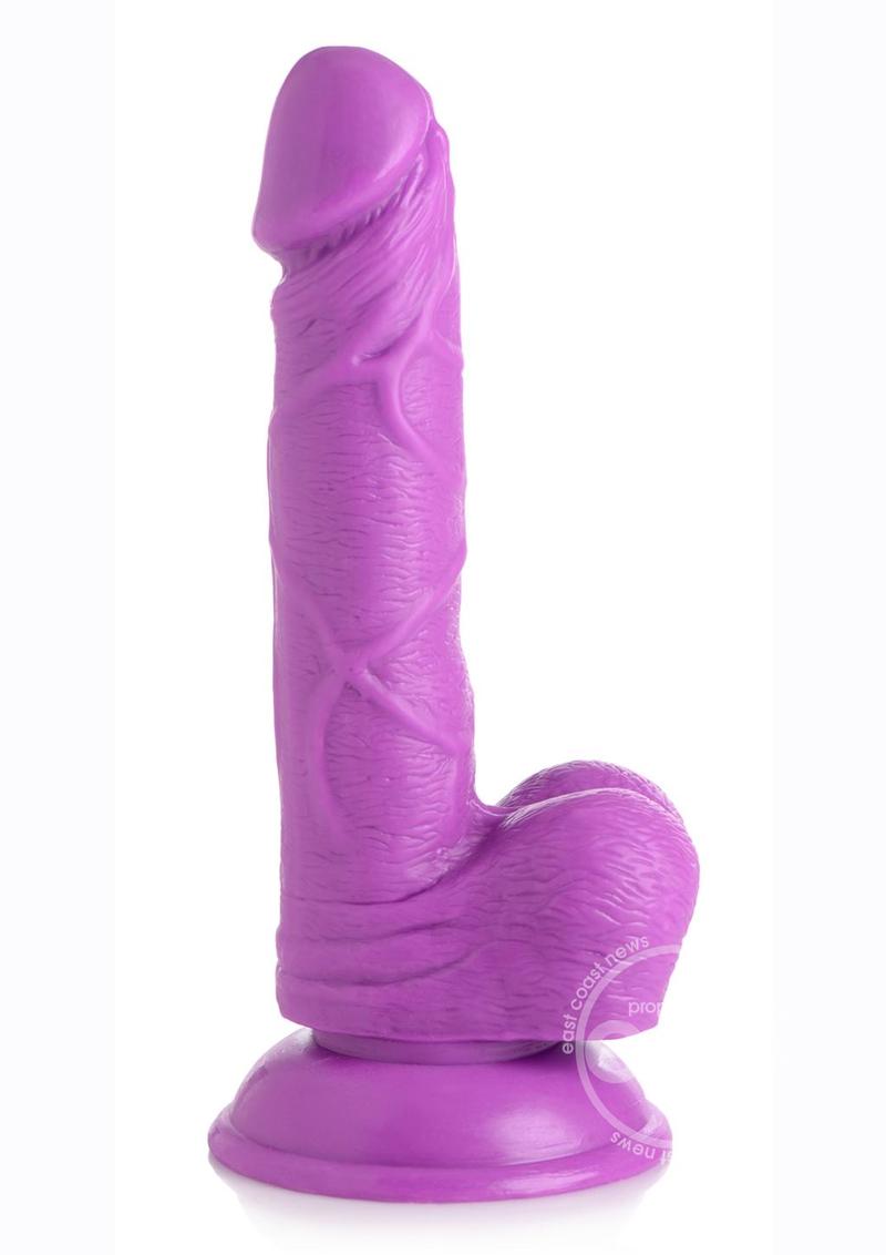 POP PECKERS DILDO W/ BALLS 6.5" PURPLE