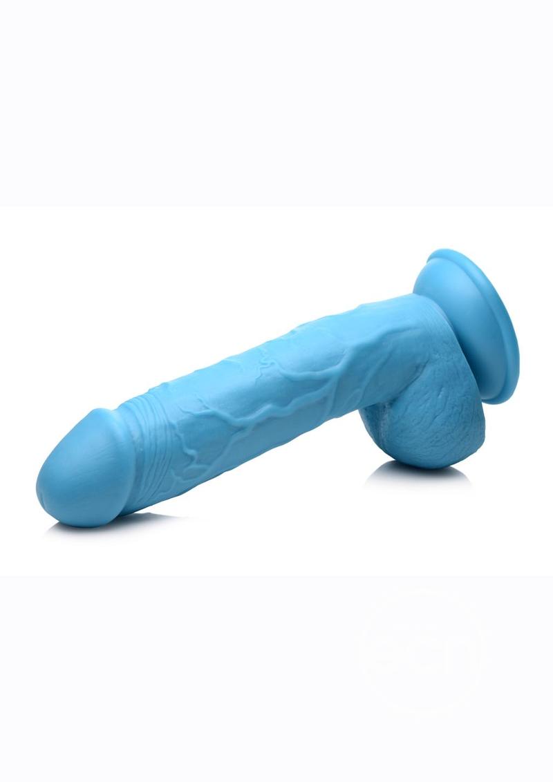 POP PECKERS DILDO W/ BALLS 8.5" BLUE