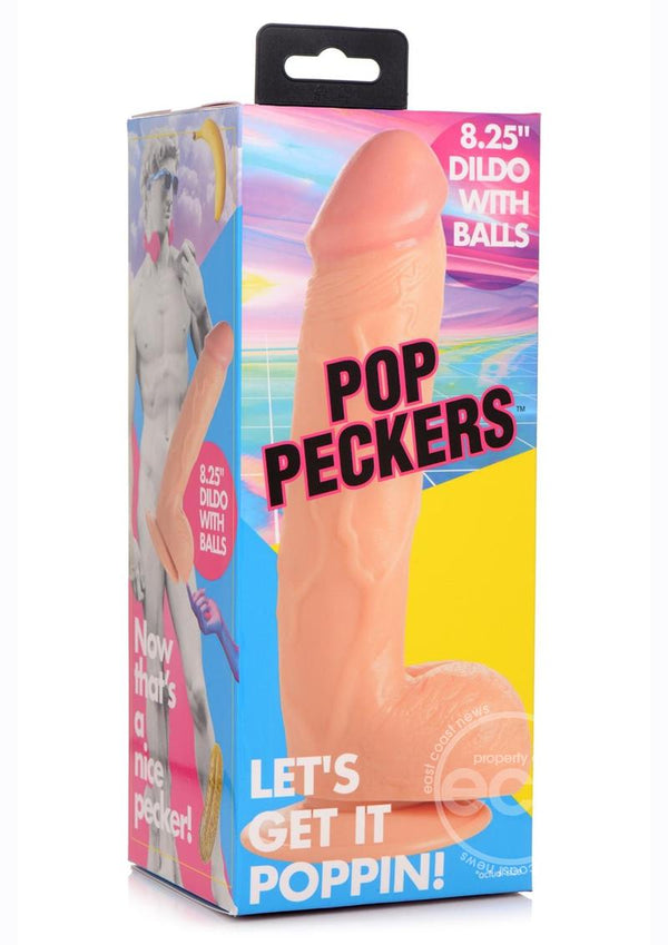 POP PECKERS DILDO W/ BALLS 8.5" LIGHT