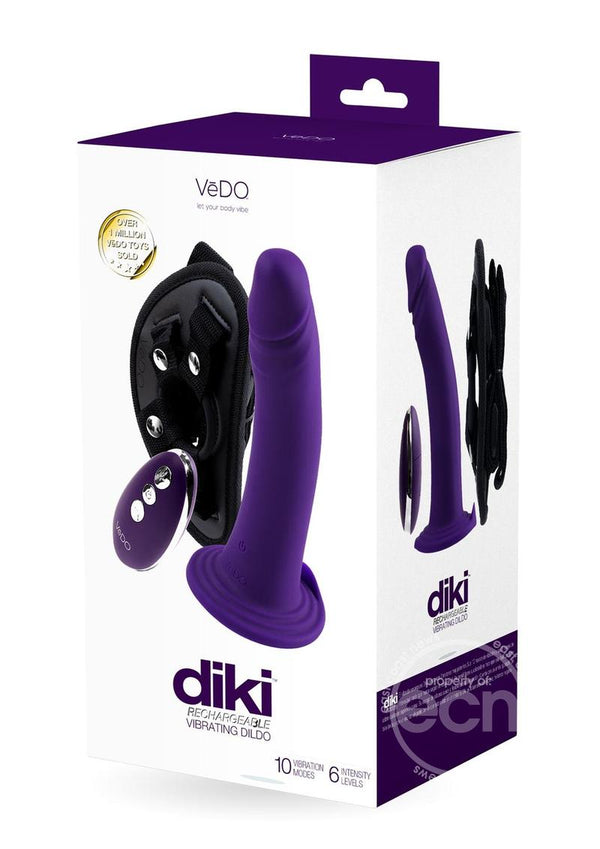 VeDO Diki Rechargeable Silicone Vibrating Dildo with Harness and Remote Control