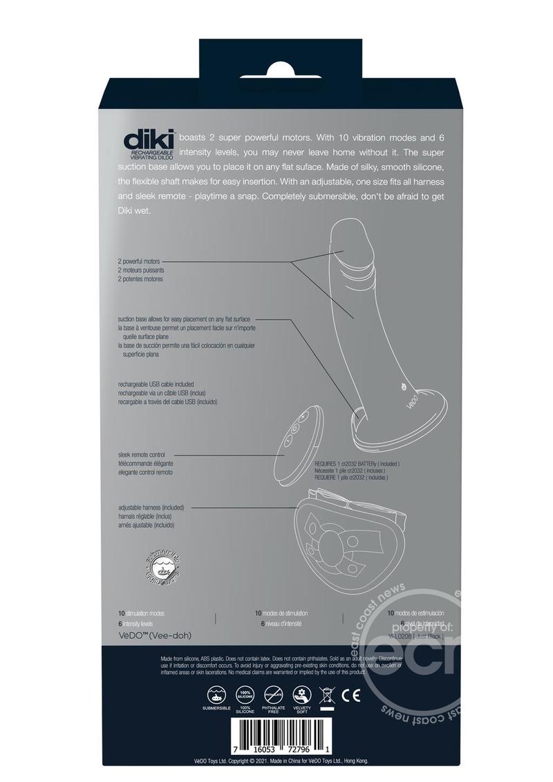 VeDO Diki Rechargeable Silicone Vibrating Dildo with Harness and Remote Control