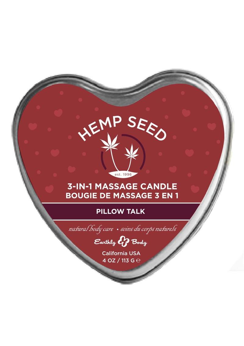 Earthly Body Hemp Seed 3 In 1 Massage Candle 4oz - Pillow Talk