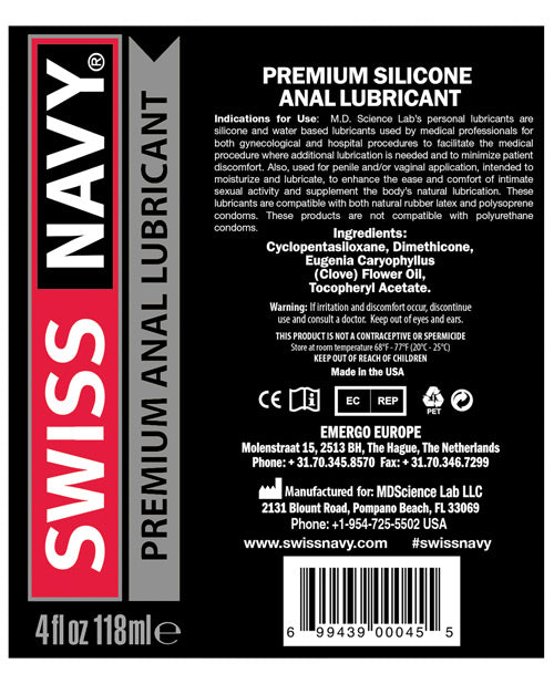 SWISS NAVY PREMIUM ANAL LUBE 4 OZ