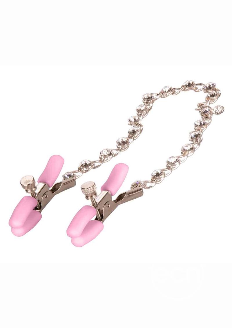 CALXOTICS CRYSTAL CHAIN NIPPLE CLAMP PINK