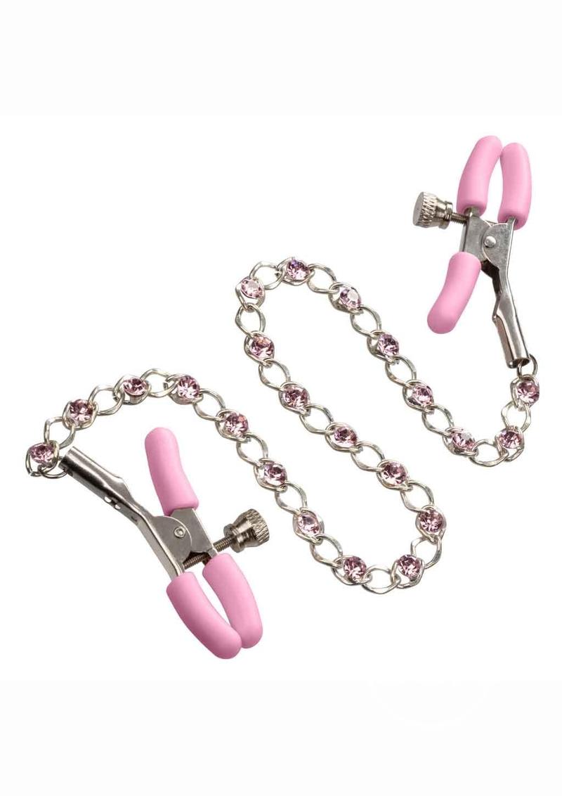 CALXOTICS CRYSTAL CHAIN NIPPLE CLAMP PINK