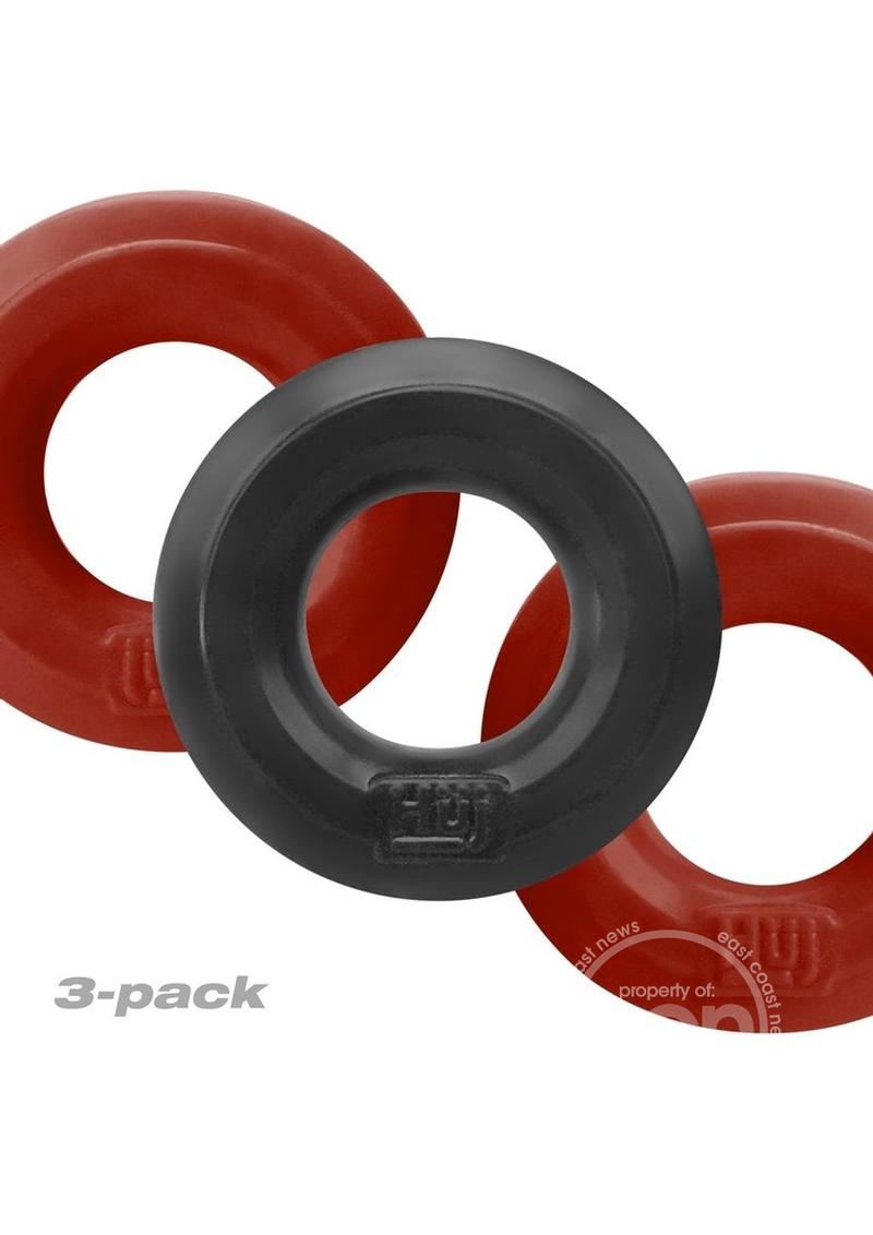 HUNKY JUNK SILICONE STACKING COCK OR BALL RINGS/RED/BLACK