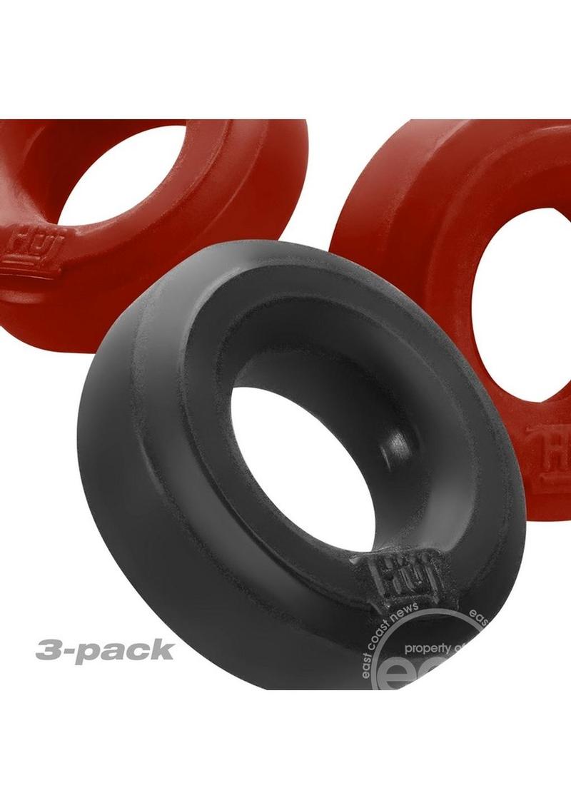 HUNKY JUNK SILICONE STACKING COCK OR BALL RINGS/RED/BLACK