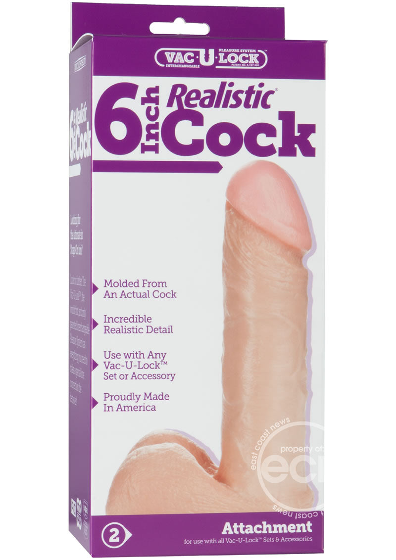 Vac-U-Lock Realistic Dildo 6in