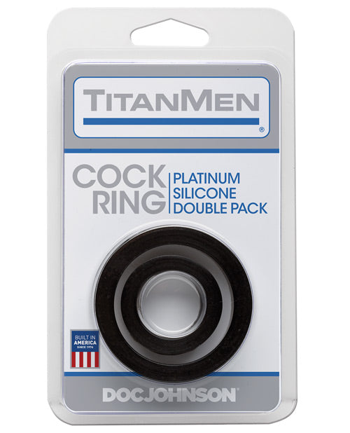 TITANMEN/COCK RING/ PLATINUM SILICONE DOUBLE PACK/BLACK