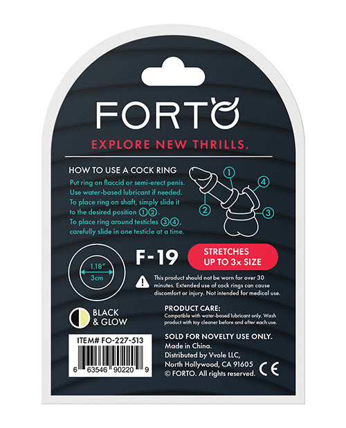 FORTO COCK RING F-19/GLOW&BLACK/ONE SIZE