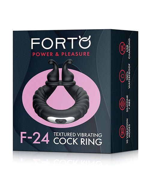 FORTO/POWER & PLEASURE/F-24/TEXTURED VIBRATING COCK RING/BLACK